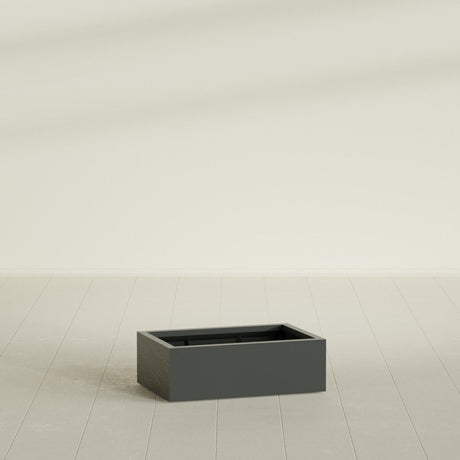 Antwerp Rectangular Planter in Matte Charcoal, 36"L × 24"D × 12"H, shown empty