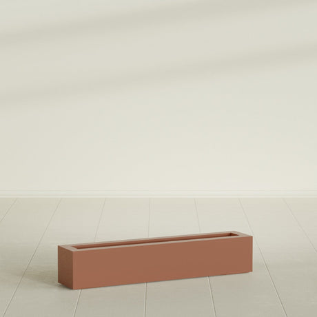 Salon Box Planter in Matte Terra Cotta, 42" Long, shown empty