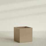 Montroy Cube Planter in Gloss Metallic Gold, 48", shown empty