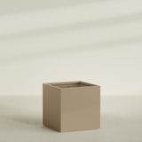 Montroy Cube Planter in Gloss Metallic Gold, 48", shown empty
