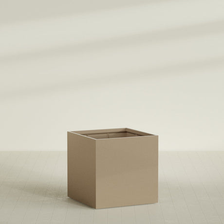 Montroy Cube Planter in Gloss Metallic Gold, 48", shown empty