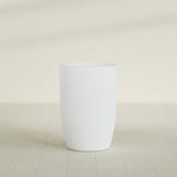 Lisbon tall round tapered fiberglass planter in Gloss Bright White, 24 in diameter, 36 in high, shown empty
