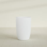 Lisbon tall round tapered fiberglass planter in Gloss Bright White, 24 in diameter, 36 in high, shown empty