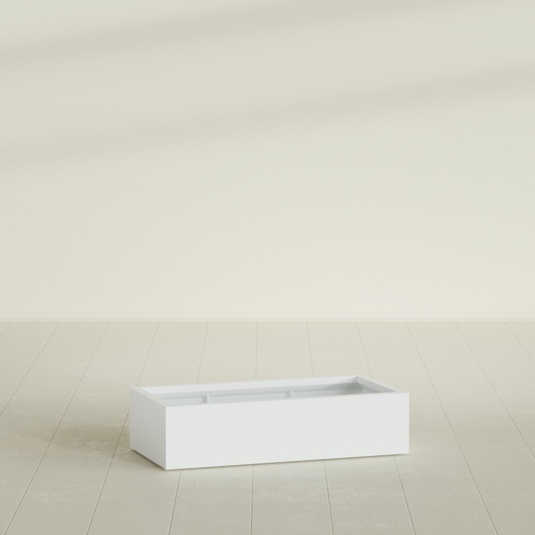 Antwerp Rectangular Planter in Matte Bright White, 48"L × 24"D × 12"H, shown empty
