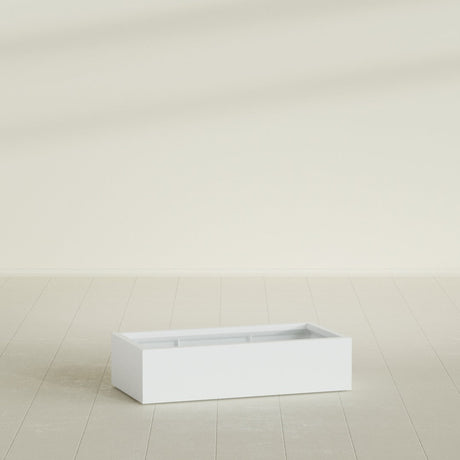 Antwerp Rectangular Planter in Matte Bright White, 48"L × 24"D × 12"H, shown empty