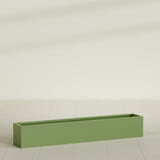 Monaco Rectangle Planter in Satin Green, 44"L, shown empty