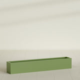 Monaco Rectangle Planter in Satin Green, 44"L, shown empty