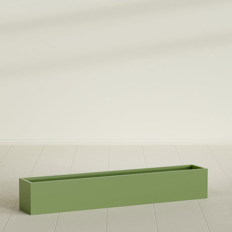 Monaco Rectangle Planter in Satin Green, 44"L, shown empty