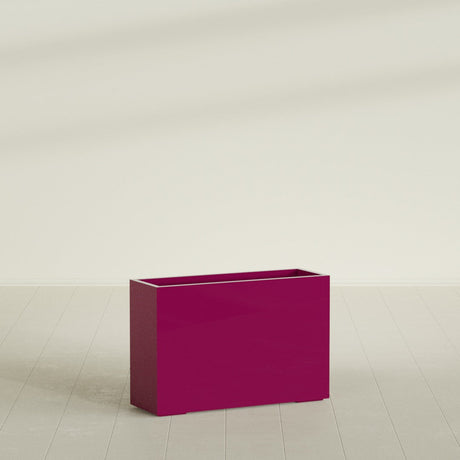 Potsdam Rectangular Planter in Gloss Eggplant, 48"L × 16"D × 32"H, shown empty