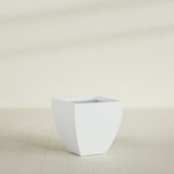 Lima Tapered Square Planter in Matte Bright White, 24", shown empty