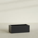 Torino Wide Rectangular Planter in Matte Black, 48"L × 24"D × 18"H, shown empty