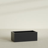 Torino Wide Rectangular Planter in Matte Black, 48"L × 24"D × 18"H, shown empty