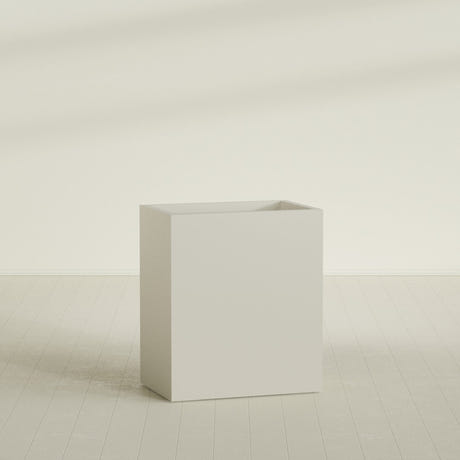 Darwin Rectangular Planter in Satin Beige, 36"L × 24"D × 42"H, shown empty