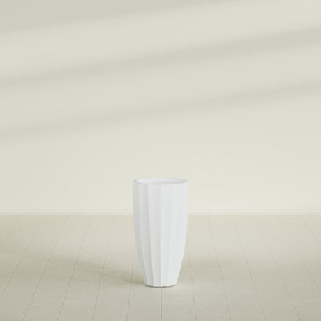 San Jose Tall Fluted Planter in Gloss Bright White, 16"D × 30"H, shown empty