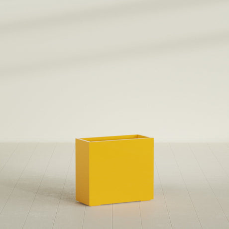 Potsdam Rectangular Planter in Gloss Saffron, 36"L × 16"D × 32"H, shown empty