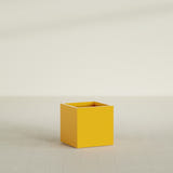 Montroy Cube Planter in Gloss Saffron, 24", shown empty