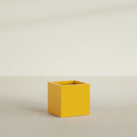 Montroy Cube Planter in Gloss Saffron, 24", shown empty