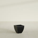 Lima Tapered Square Planter in Matte Black, 12", shown empty