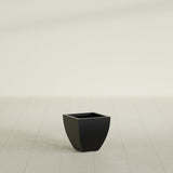 Lima Tapered Square Planter in Matte Black, 12", shown empty