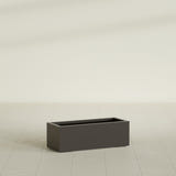 Cuba Low Rectangular Planter in Matte Dark Brown, 36"L × 14"D × 12"H, shown empty