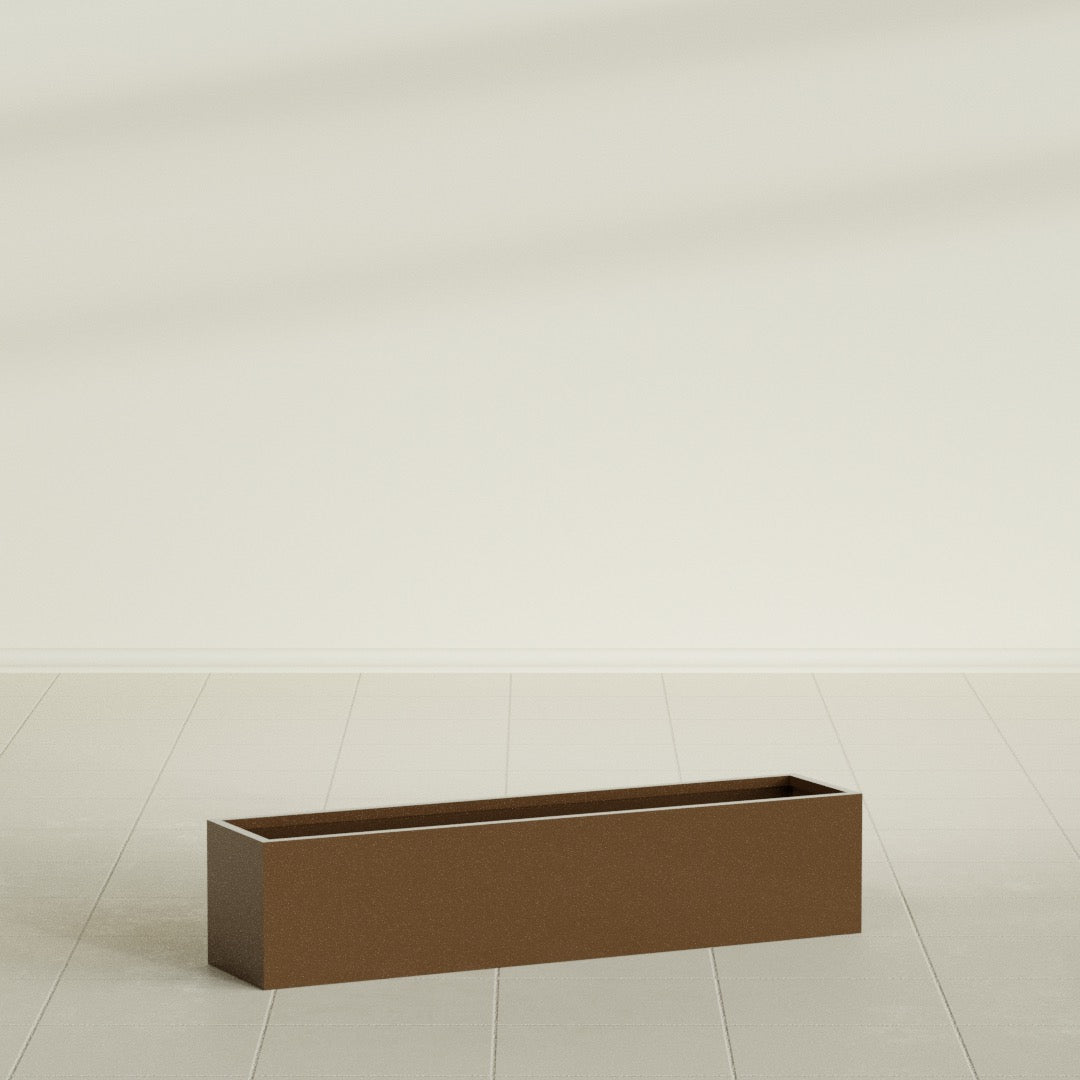 Monaco Rectangle Planter in Metallic Bronze, 32"L, shown empty
