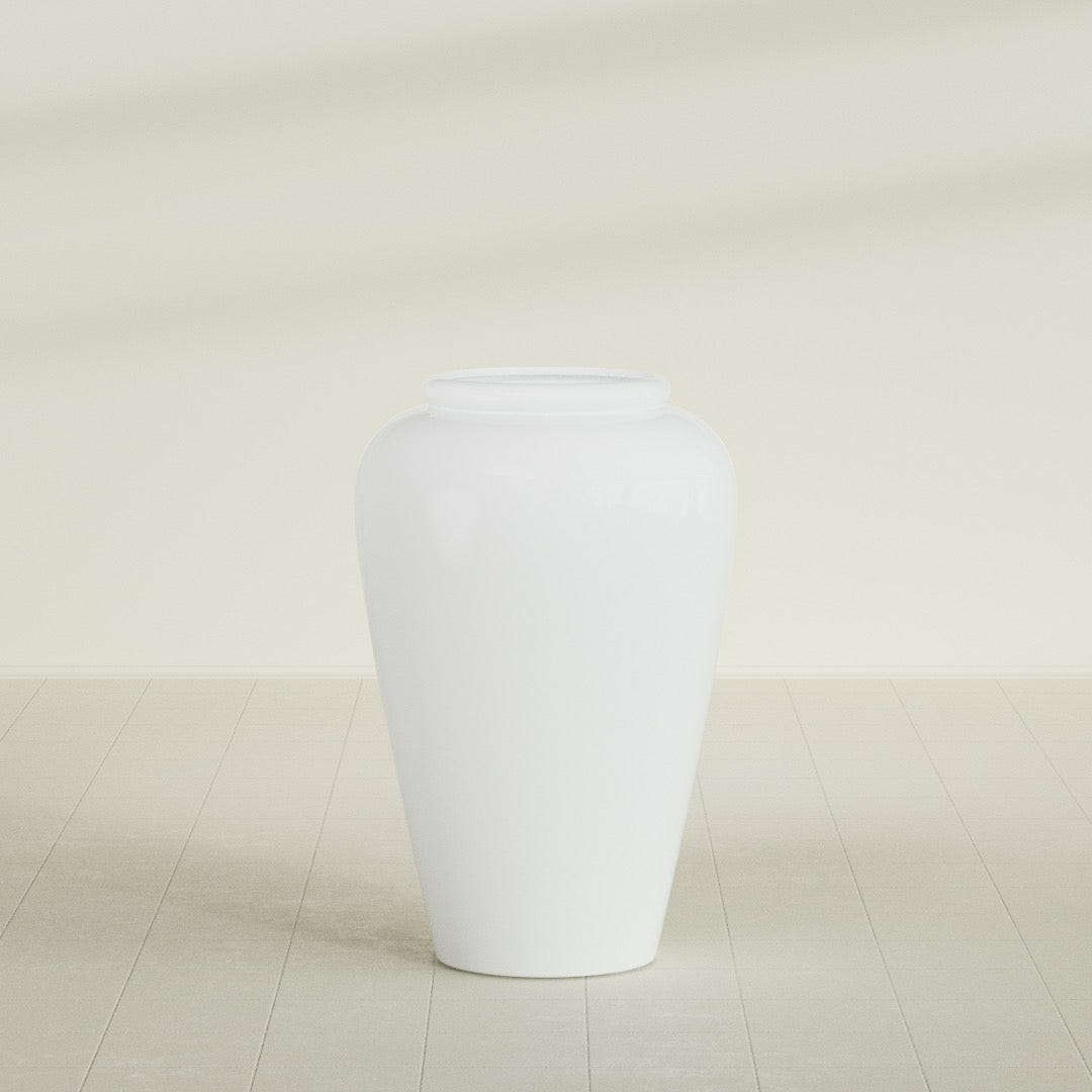 Barà Jar Planter in Matte Bright White, 24"D × 37"H, shown empty