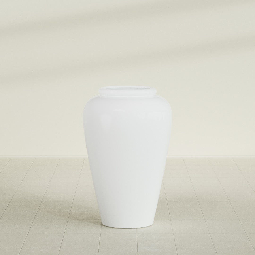 Barà Jar Planter in Matte Bright White, 24"D × 37"H, shown empty