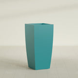 Toulan Tapered Square Planter in Satin Seafoam Green, 20"W × 42"H, shown empty