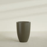 Brannan Tapered Round Planter in Matte Bronze, 30"D × 41"H, shown empty