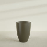 Brannan Tapered Round Planter in Matte Bronze, 30"D × 41"H, shown empty