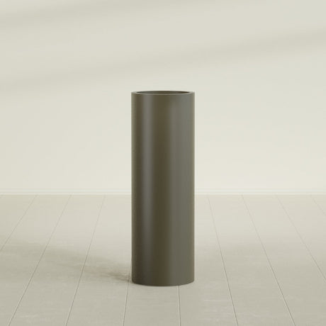 Corry Cylinder Planter in Matte Bronze, 12"D × 36"H, shown empty
