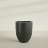 Valencia Tapered Round Planter in Matte Charcoal, 27"D × 31"H, shown empty
