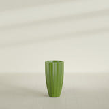 San Jose Tall Fluted Planter in Satin Green, 16"D × 30"H, shown empty