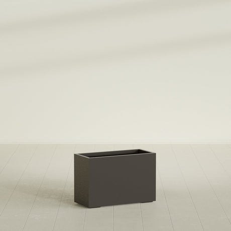 Tolga Rectangular Planter in Matte Dark Brown, 36"L × 16"D × 24"H, shown empty