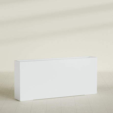 Delray Rectangular Planter in Gloss Bright White, 72"L × 12"D × 32"H, shown empty