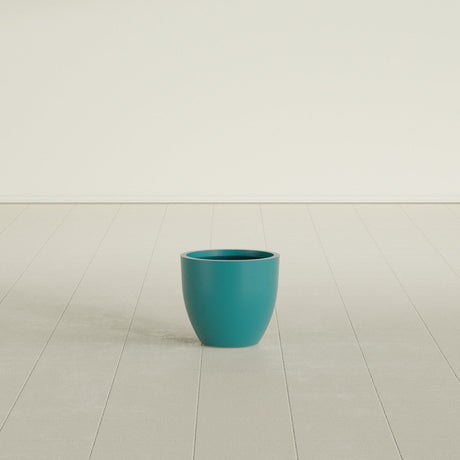 Wannsee Round Planter in Satin Seafoam Green, 15"D × 13"H, shown empty