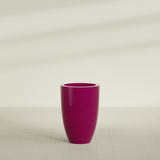 Brannan Tapered Round Planter in Gloss Eggplant, 24"D × 35"H, shown empty
