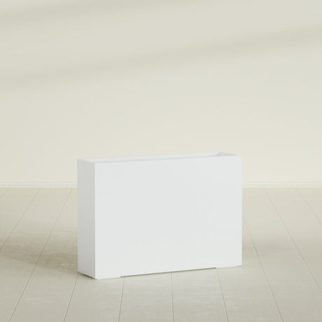 Perth Rectangular Planter in Matte Bright White, 60"L × 16"D × 42"H, shown empty