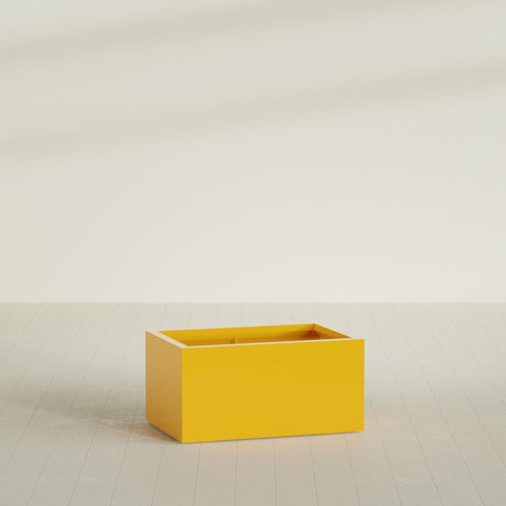 Torino Wide Rectangular Planter in Gloss Saffron, 36"L × 24"D × 18"H, shown empty