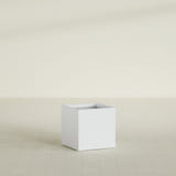 Montroy Cube Planter in Gloss Bright White, 24", shown empty