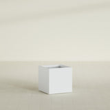 Montroy Cube Planter in Gloss Bright White, 24", shown empty