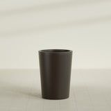 Tegel Round Tapered Planter in Matte Dark Brown, 22"D × 30"H, shown empty