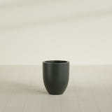 Valencia Tapered Round Planter in Matte Charcoal, 15"D × 18"H, shown empty