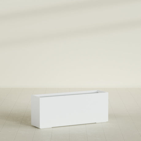 Tolga Rectangular Planter in Matte Bright White, 60"L × 16"D × 24"H, shown empty