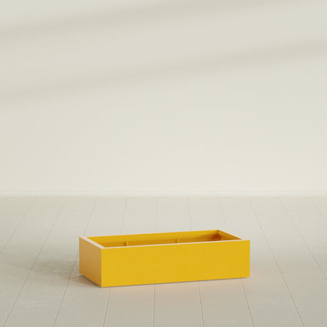 Antwerp Rectangular Planter in Gloss Saffron, 48"L × 24"D × 12"H, shown empty