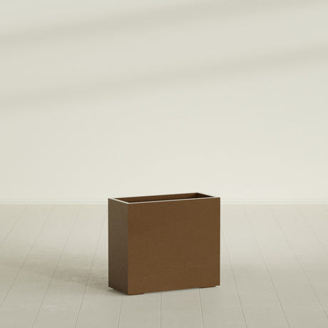 Potsdam Rectangular Planter in Metallic Bronze, 36"L × 16"D × 32"H, shown empty