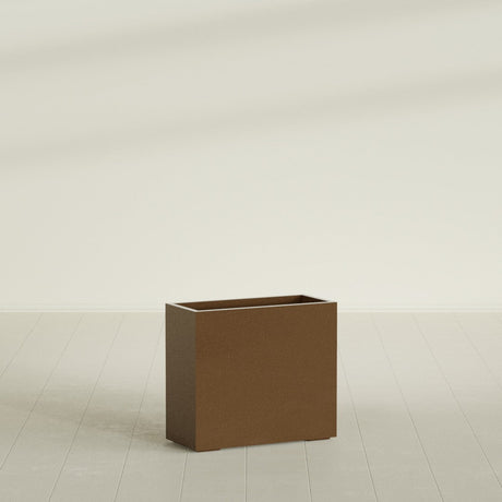 Potsdam Rectangular Planter in Metallic Bronze, 36"L × 16"D × 32"H, shown empty