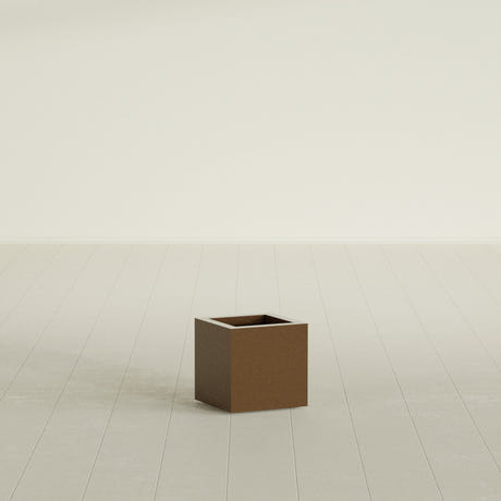 Montroy Cube Planter in Metallic Bronze, 12", shown empty