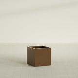 Montroy Cube Planter in Metallic Bronze, 24", shown empty