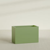 Brisbane Rectangular Planter in Satin Green, 48"L × 24"D × 32"H, shown empty